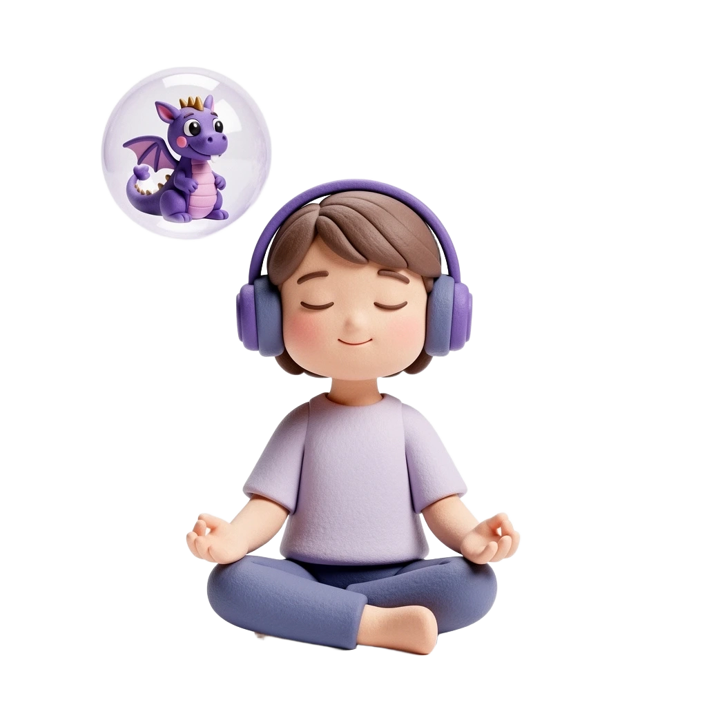 A child listening to audio while their imagination comes alive